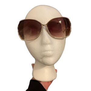 Hand Polished Womens Vintage Beige Brown Lens Sunglasses #54